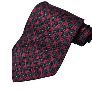 Polo Ralph Lauren‎ Necktie Silk Made In USA Geometric Pattern Burgundy
